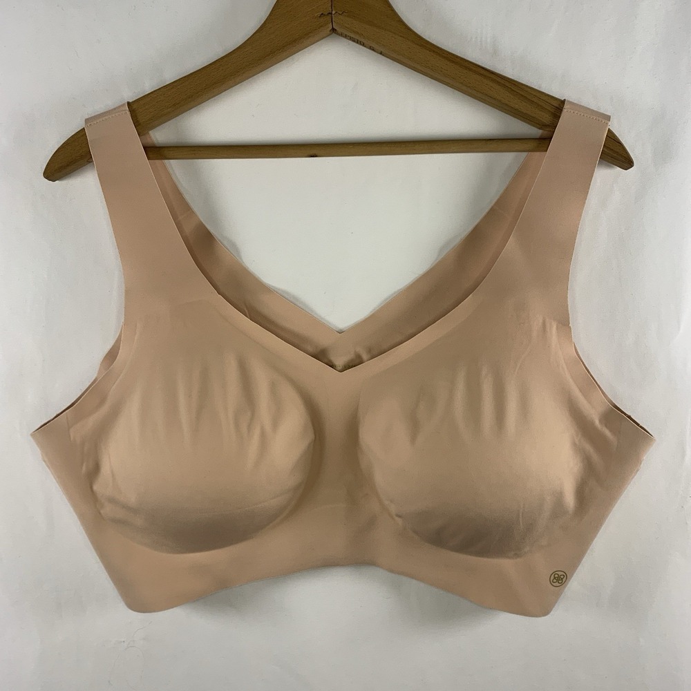 Honeylove V Neck Wireless Bra Size 1X Nude Beige Pullover Smoothing Comfort Soft